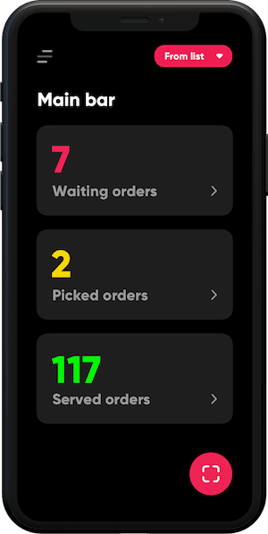 Ontapp Service App - incoming orders screen
